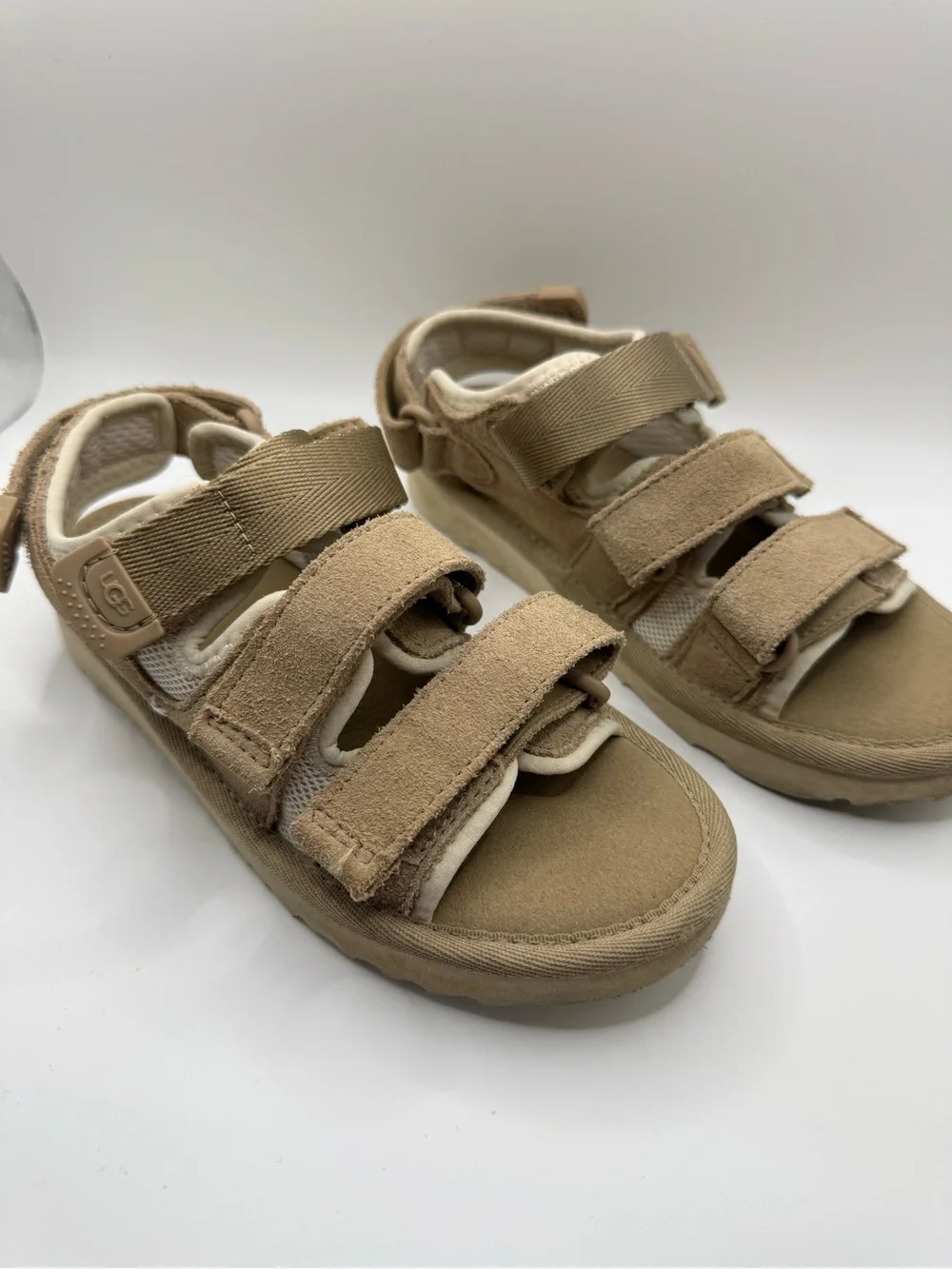UGG Kids Beige Suede Open-Toe Sport Sandals